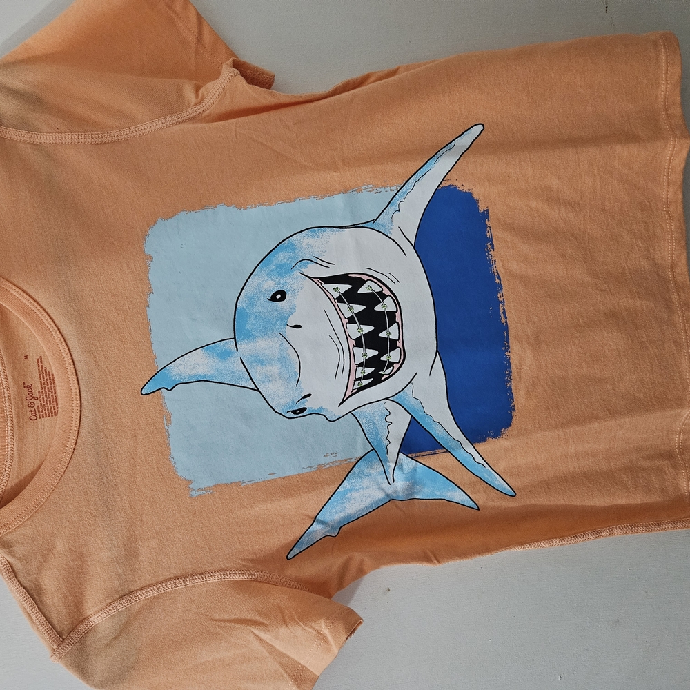 Cat & Jack Orange and Blue Shark Tee Short Sleeve